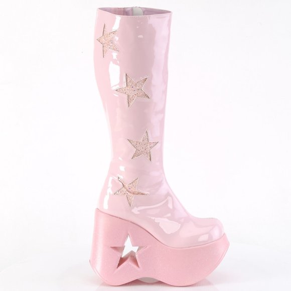 Platform Gothic Festival Wedge Glitter Knee High Boots